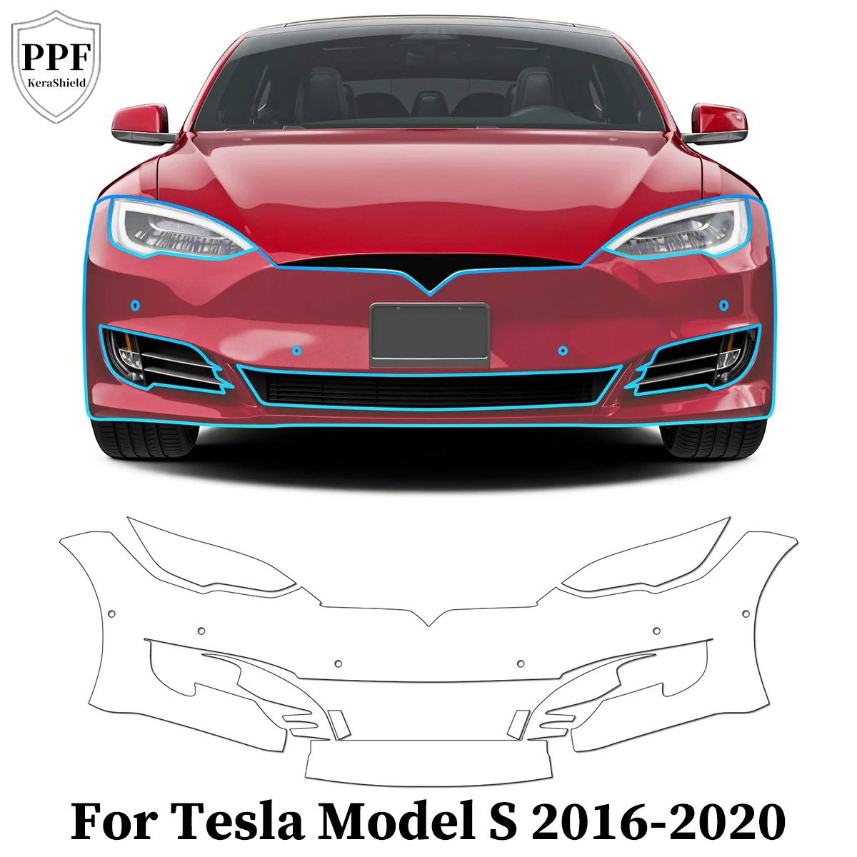 

For Tesla Model S 2016-2020 Car TPU Paint Protection Film Pre-cut Clear PPF Anti-Scratch Kit Invisible Repairable Self-adhesive