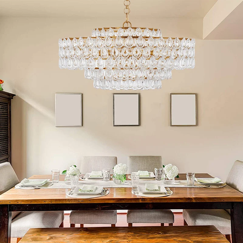 

Хрустальная люстра-капля для гостиной, спальни, кухонного острова, столовой, лестничного пролета, подвесной светильник