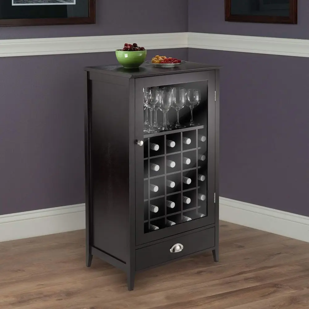 Wood 25-Bottle Slot ular Bordeaux Wine Cabinet