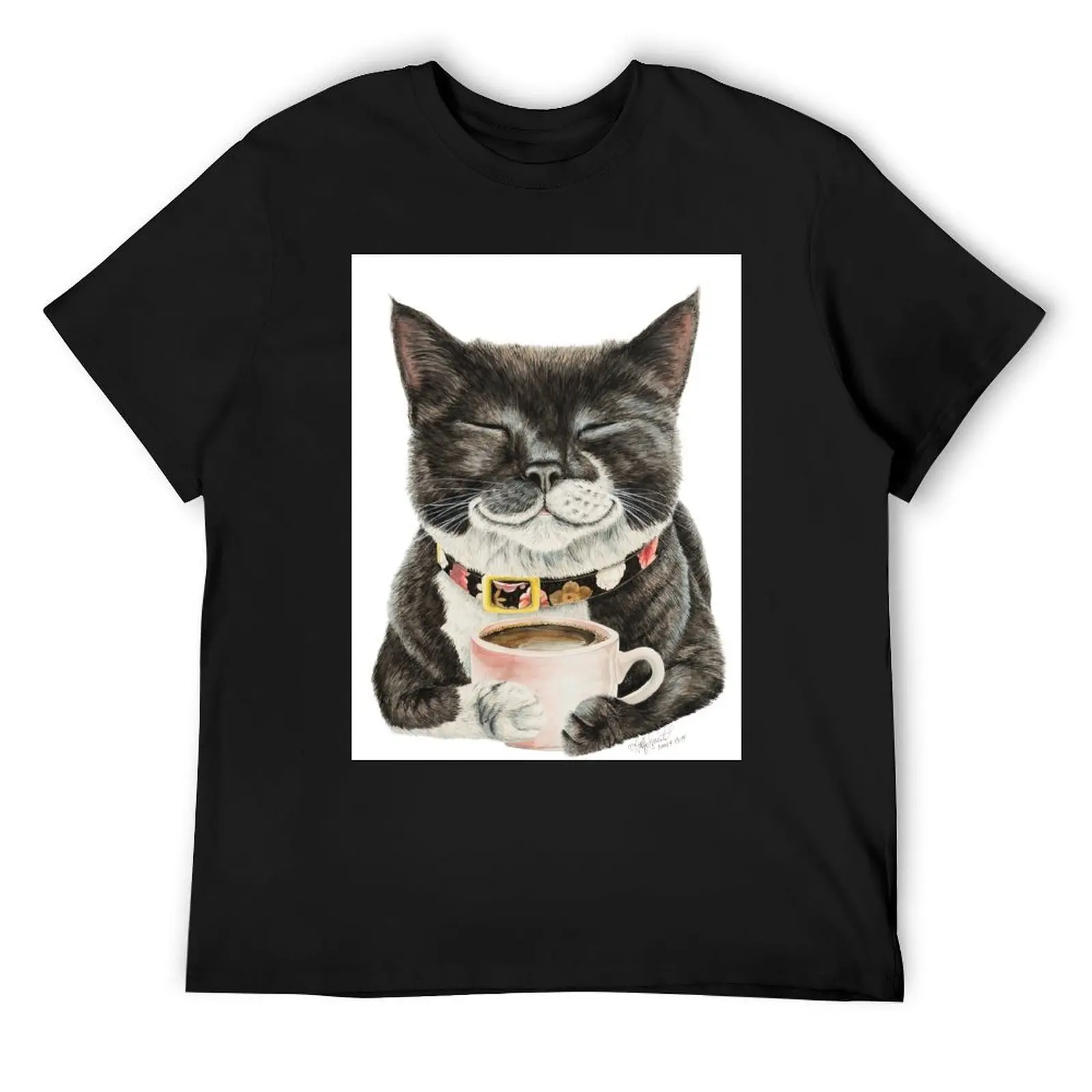 

Purrfect Morning cat with coffee T-Shirt fashion shirts summer clothes tees rapper graphic tees oversized t shirt men