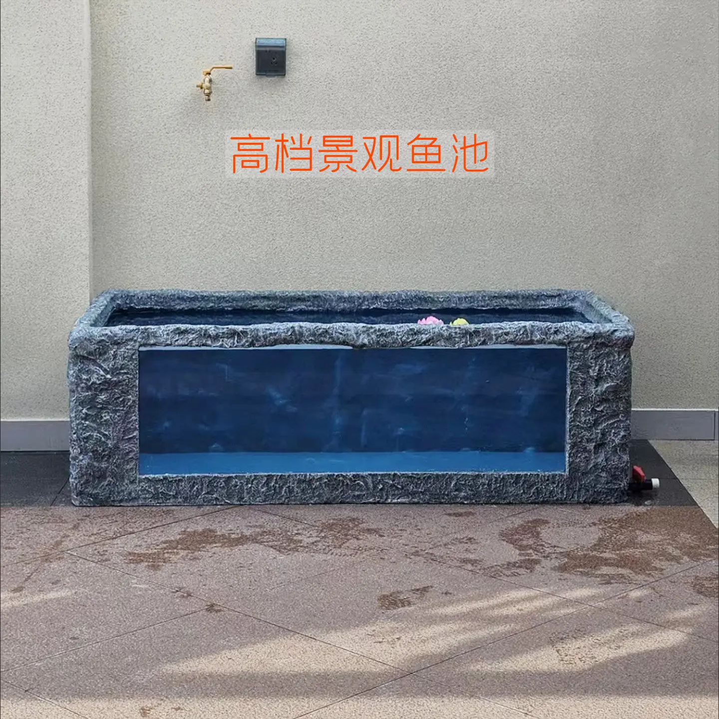 Customized living room, balcony, courtyard, ecological cycle filtration, large glass landscape, fish pond, waterfall