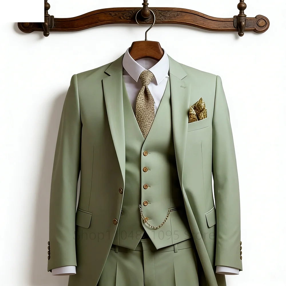 

Классический свадебный костюм-тройка из плотной ткани, регулируемый, для мужчин, для торжественных мероприятий и свадебных торжеств