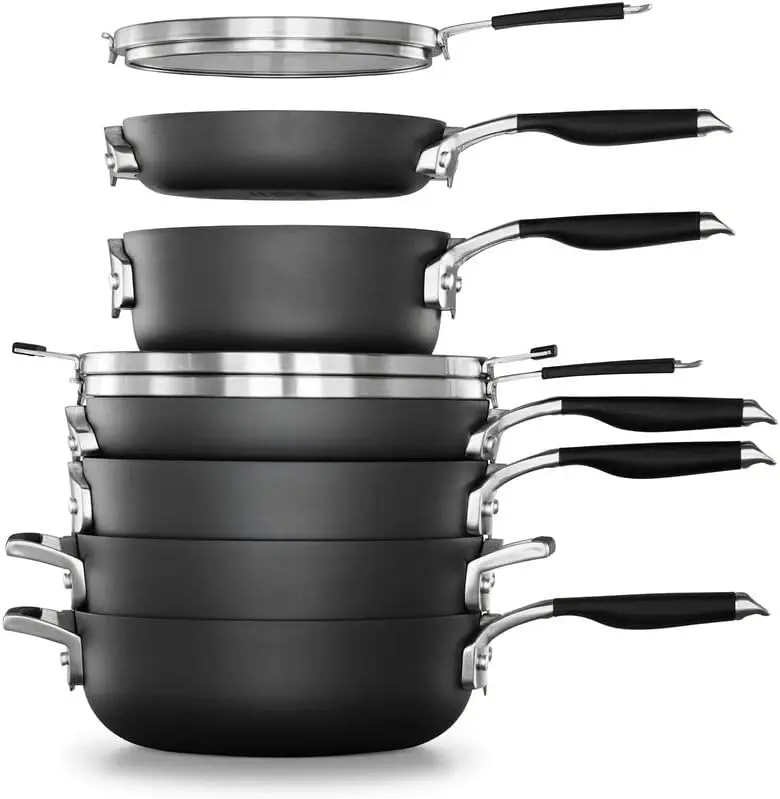 Select 9Pc Space Saving Hard-Anodized Nonstick Cookware Set