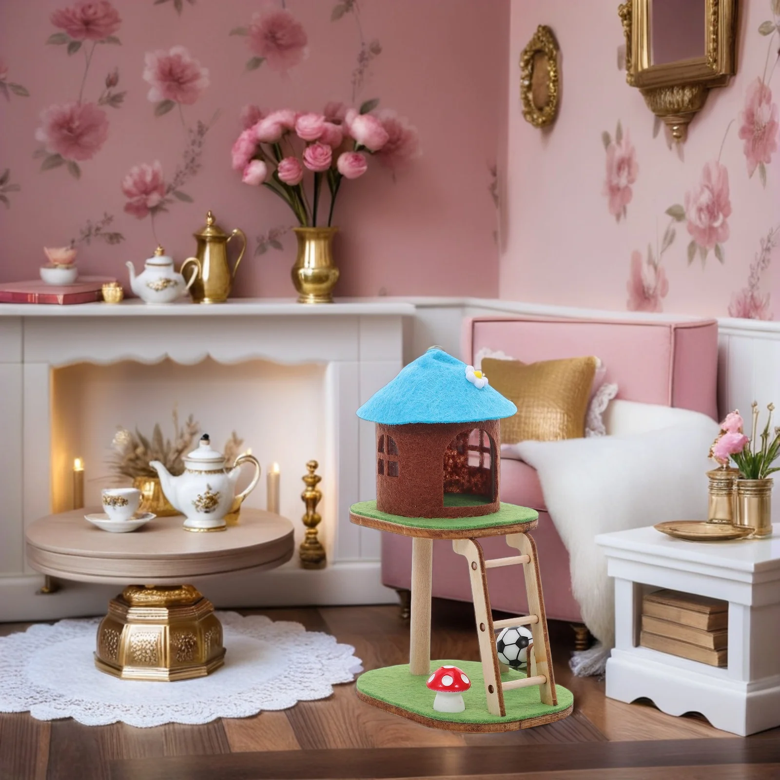 إطار خشبي صغير لتسلق القطط، هيكل متين، شجرة قطط مصغرة، أثاث غرفة نوم، برج هريرة، قطط داخلية #4