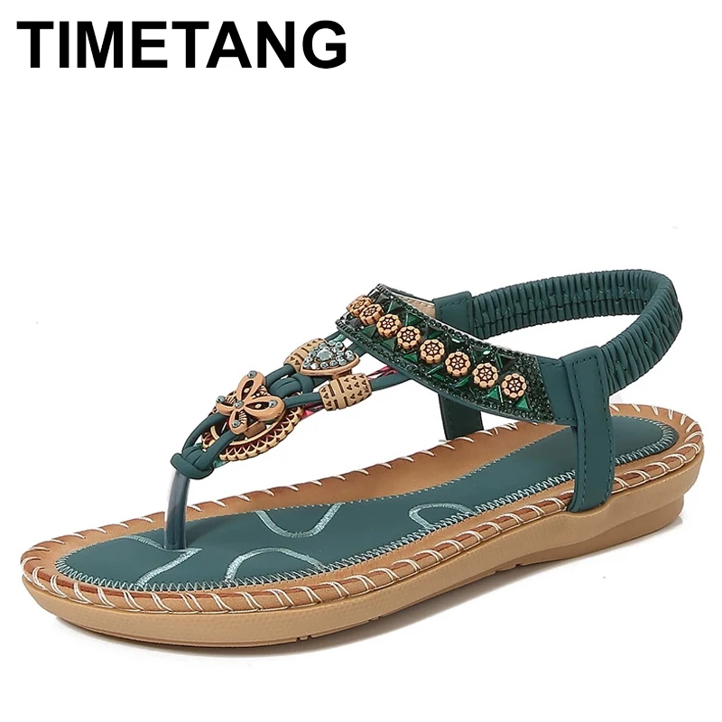 

Женские сандалии в богемном стиле, сандалии на плоской подошве с застежкой на носок, летняя обувь, шлепанцы, удобная пляжная обувь на мягкой подошве