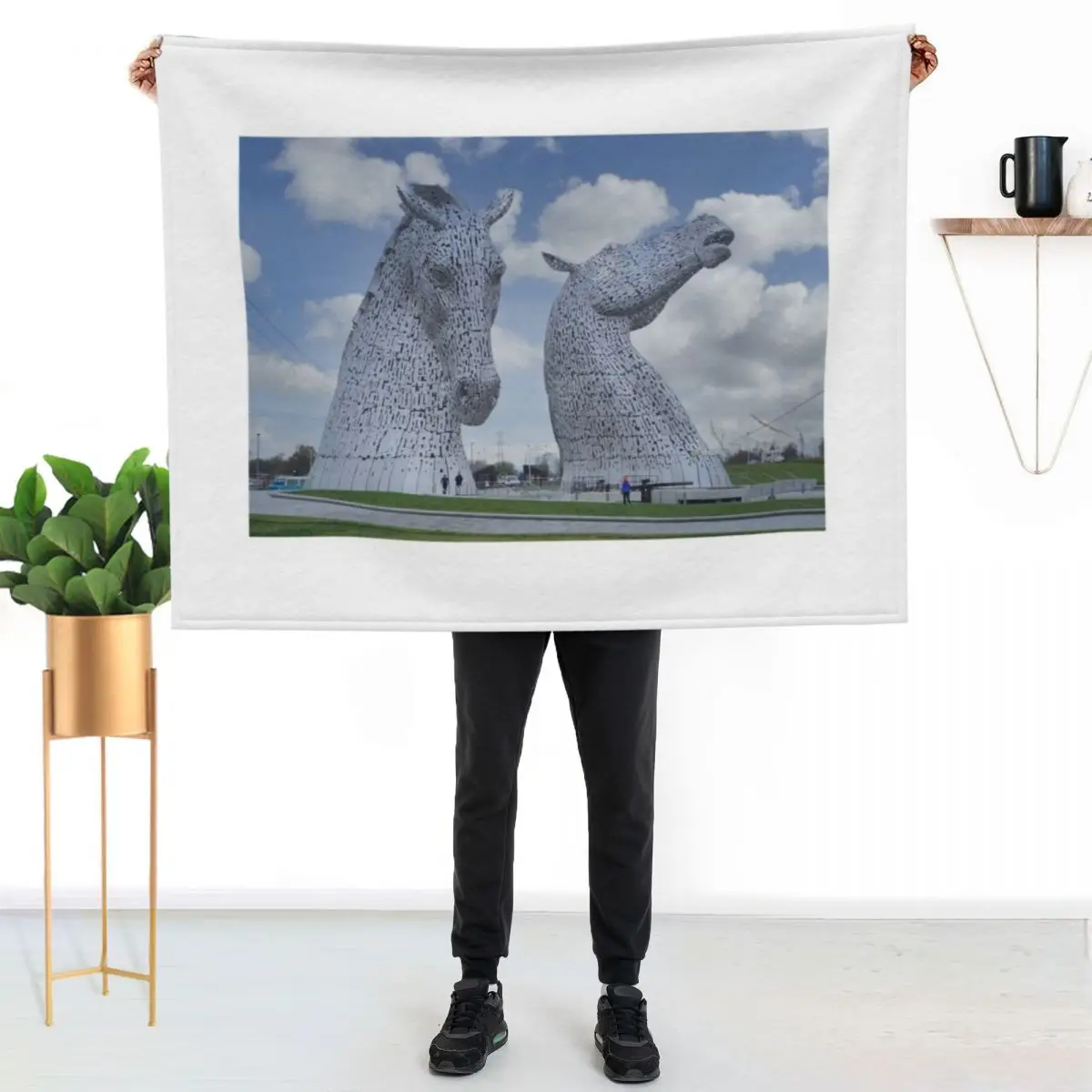 The Kelpies, Helix Park, Falkirk, Scotland, the Kelpies are the largest equine sculptures in world Throw Blanket