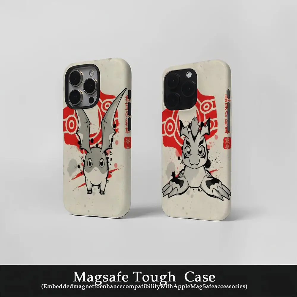 

D-Digimon Phone Case Film Korean INS for iPhone 16 15 14 13 12 11 Pro Max Plus Luxury Magnetic Double-layer Cover