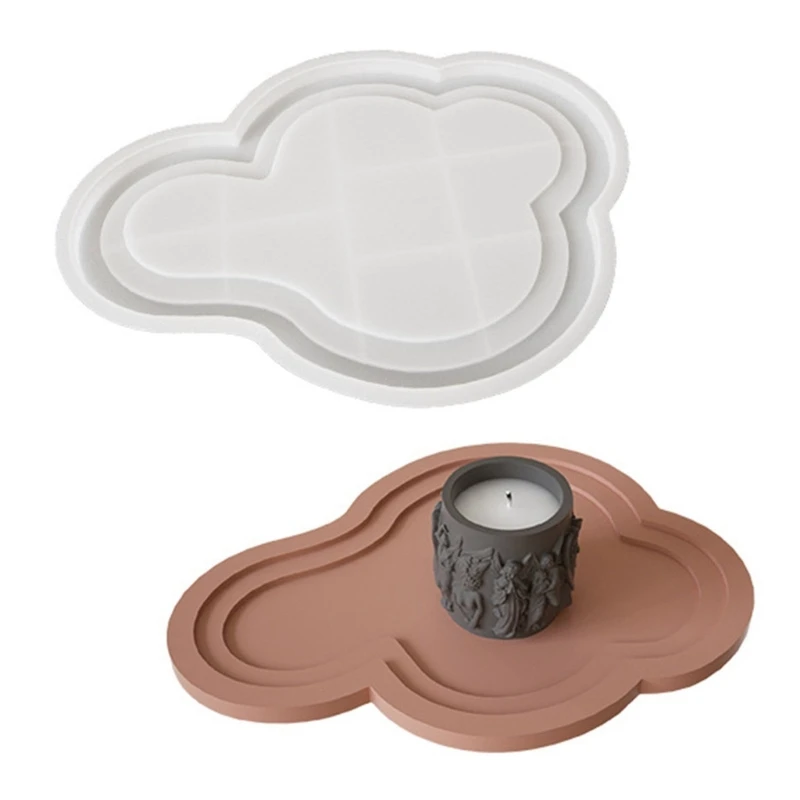 

Y1UB Versatile Cloud Shaped Silicone Mold Sturdy Silicone Tray Mold for Handmade Resin Cement Plaster Art Plate Accessory