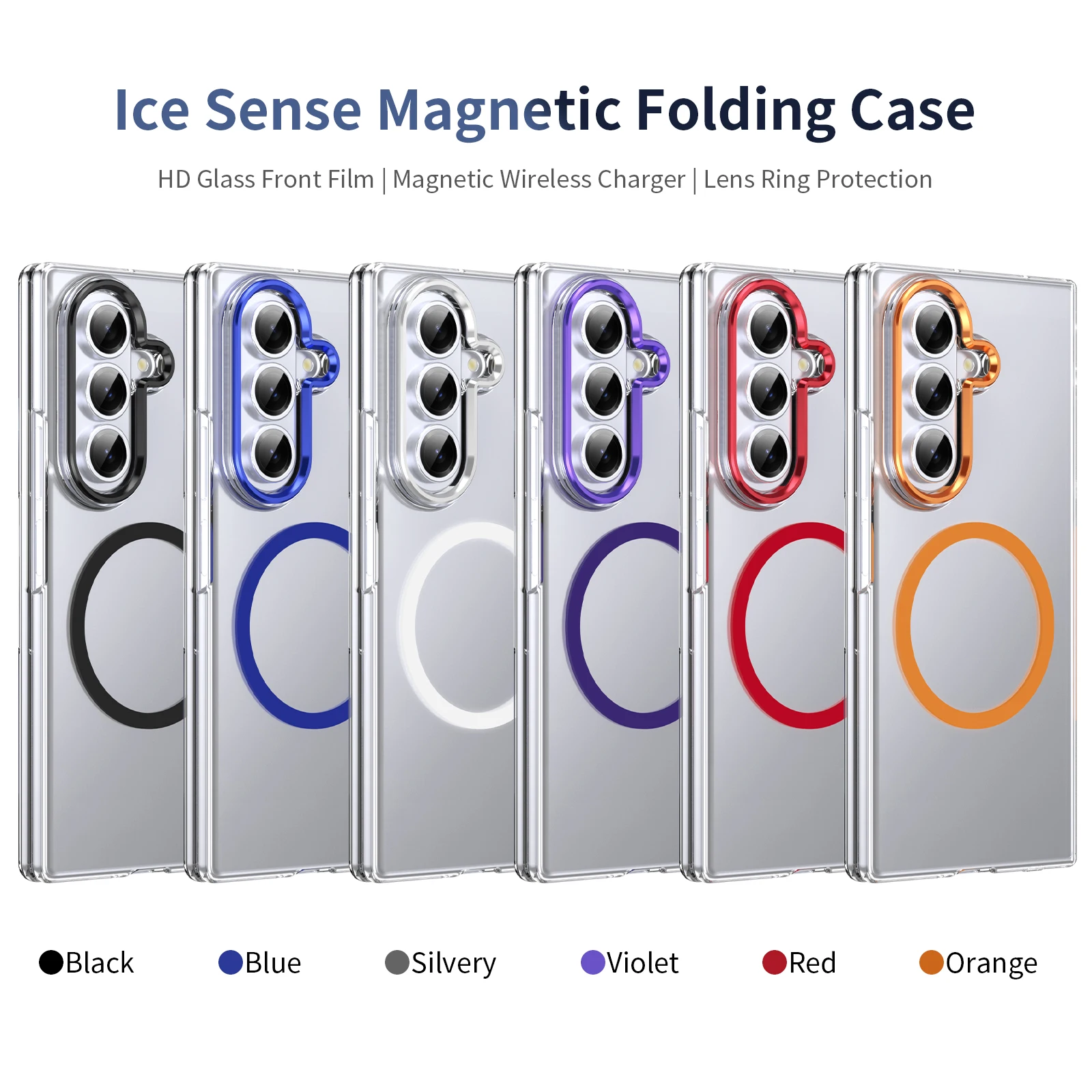 

For Magsafe Magnetic Wireless Charging Phone Case for Samsung Z Fold 7 6 5 4 3 HD Anti-drop Tempered Film Shockproof Back Cover