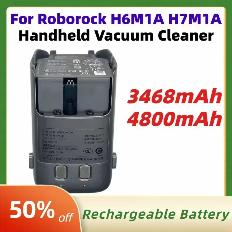 High Capacity Battery Pack for Roborock H6M1A H7M1A 3468mAh 4800mAh Wireless Handheld Vacuum Cleaner Lithium Batteries