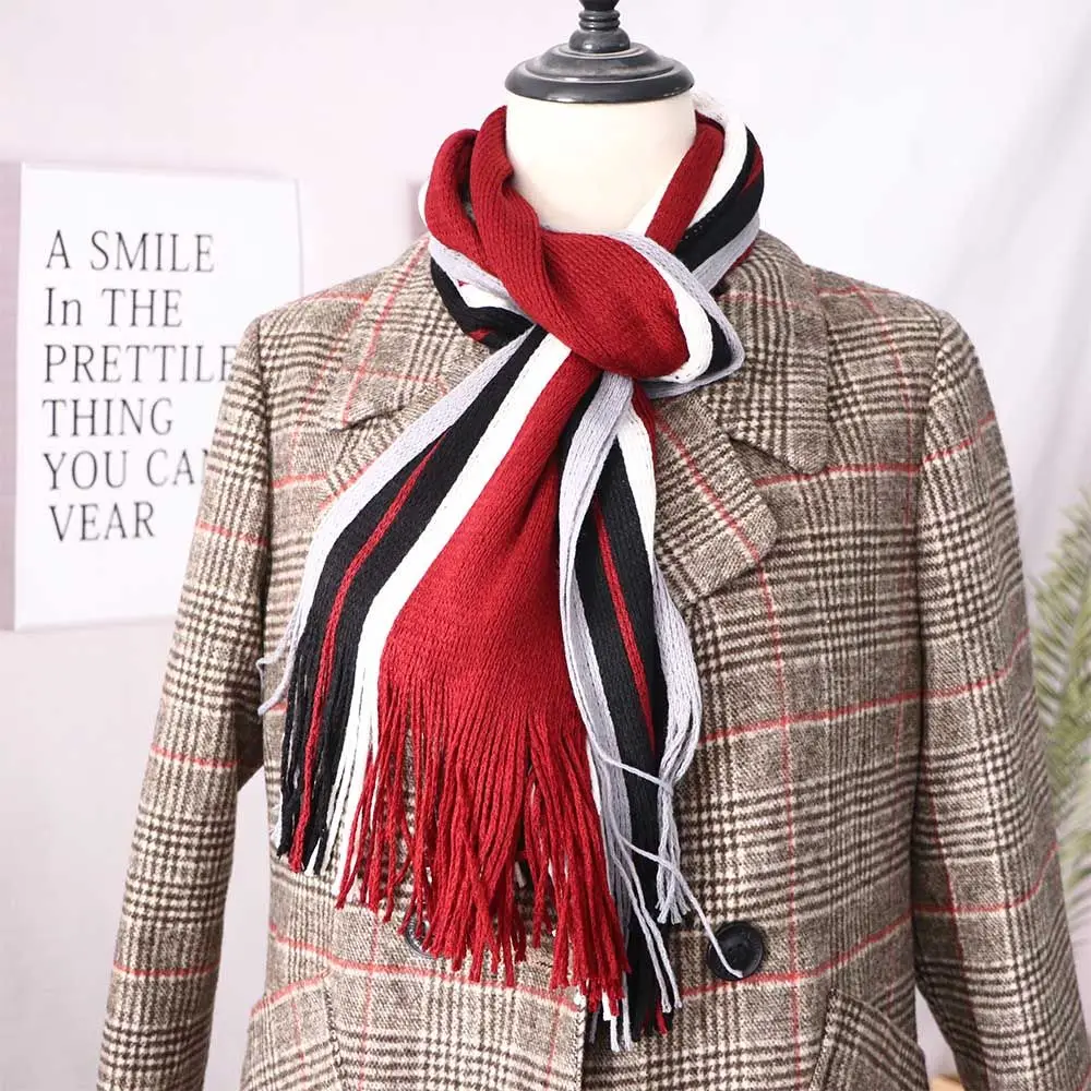 

Warm Scarves Knit Scarf Men's Shawls Business Affairs Scarves Warm Winter Tassel Scarf Scarf Fringed Muffler Striped Scarf