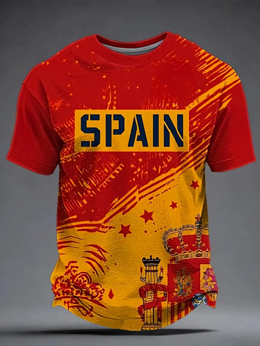 Hot selling Spanish retro castle bullfighting quick drying short sleeved men women breathable casual sports top y2k style