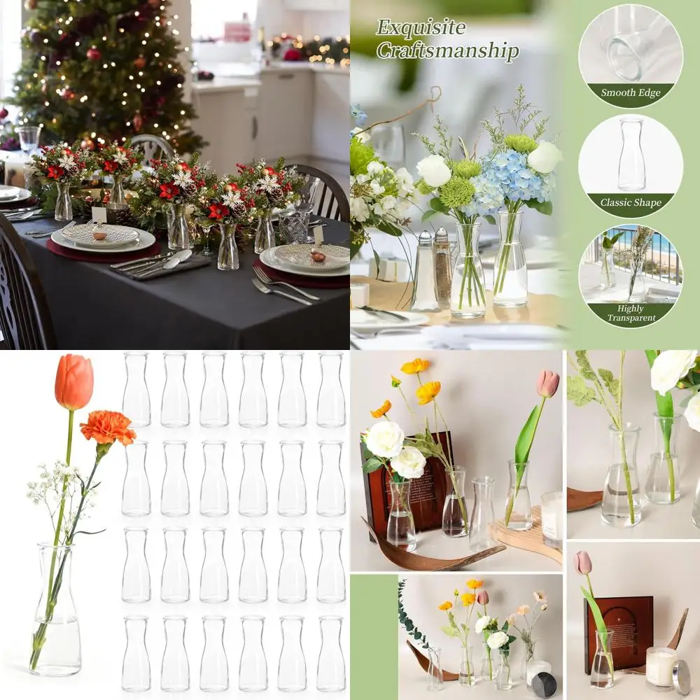 

Набор из 24 мини-ваз из прозрачного стекла — элегантный современный декор для свадеб, вечеринок и обеденных столов