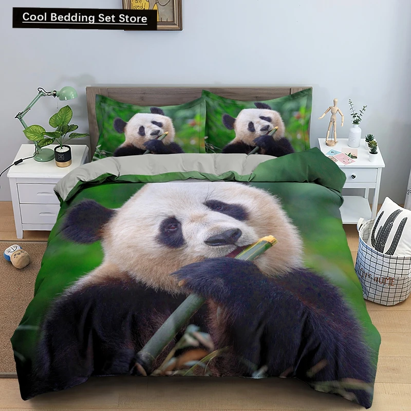 3D Panda Bedding Set Lovely China Black White Animal Duvet Cover King Queen Bamboo Comforter Cover 2/3pcs Polyester Quilt Cover