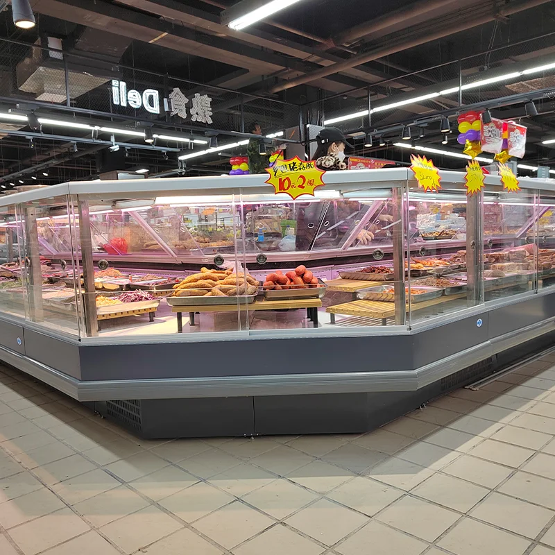 عداد خدمة ثلاجة اللحوم في السوبر ماركت المخصص يستخدم كنظام عرض تجاري