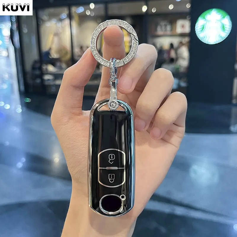 2 3 Buttons TPU Car Key Case Cover For Mazda 2 3 6 Atenza Axela Demio CX-5 CX5 CX-3 CX7 CX-9 2015 2016 2017 2018 2019 Keychain