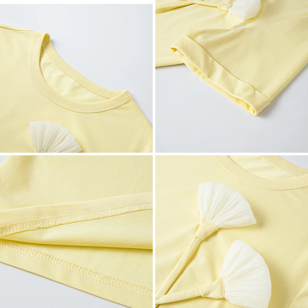 VIMLY Summer Yellow Short Sleeve T-shirt Woman 2025 Fashion Handmade 3D Floral Round Neck Cotton T Shirts Women Clothing A1519