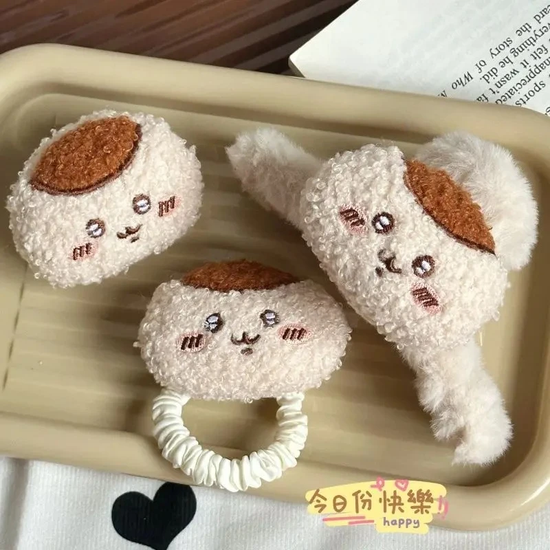1/2Pcs Kawaii Kurimanju Plush Hair Accessories Cute Cartoon Chikawa Hairpin Claw Clip Hair Tie Sweet Girls Hair Decor Toy Gift