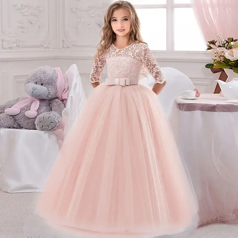 Crianças princesa meninas festa wear crianças vestido de natal vestido de aniversário da menina do bebê banquete de casamento roupas 3-14 anos