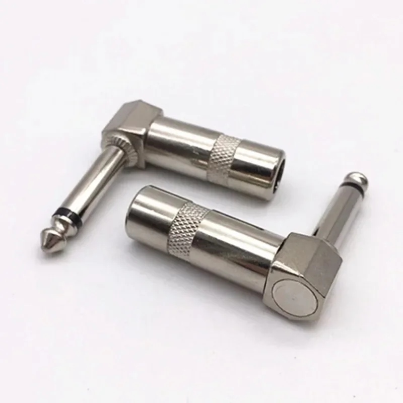 

1Pcs 1/4" Ts Right Angle Stereo Mono Phone Plug 6.35mm Jack Elbow with Spring Effects Pedal Microphone MIC Connector