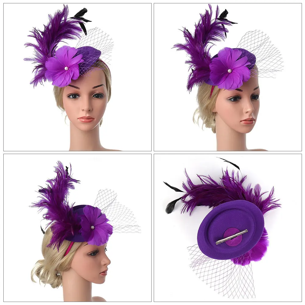 

1 шт. Элегантный мини-фасцинатор для женщин с вуалью, аксессуар-заколка для волос для свадьбы и коктейльной вечеринки