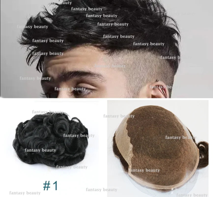 

Natural Hairline for men Brown Natural Black toupee Lace &pu Q6 Human Hair Swiss Lace Wig for Men Prosthetic Replacement System