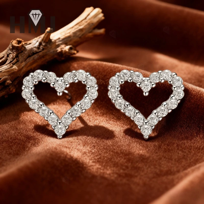 

Moissanite Heart-Shaped Earrings D White/Light Green/Champagne/Vivid Blue Round cut Earrings Ideal Christmas & Easter Gift