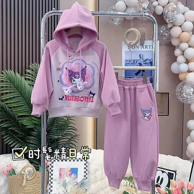 

Girly Heart Kuromi Anime Kawaii Sanrio Ins Fashion Long Sleeve Hooded Autumn Winter Cute Shirt Clothing Casual Sweatpants Gifts