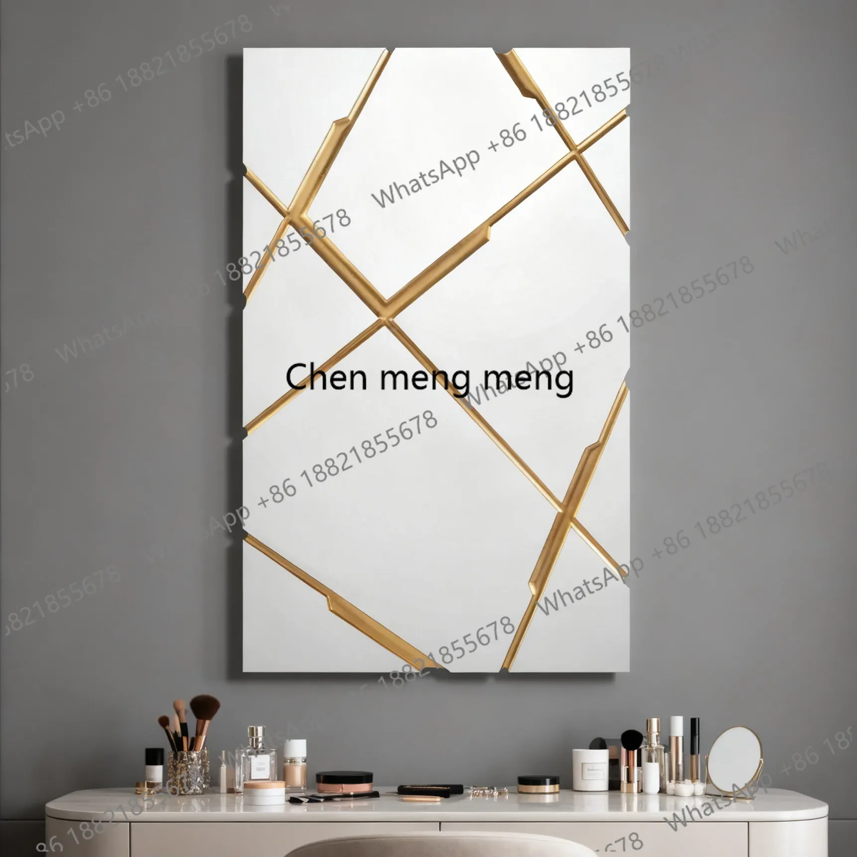 b567 European retro square mirror art mirror irregular texture decorative mirror background wall entrance