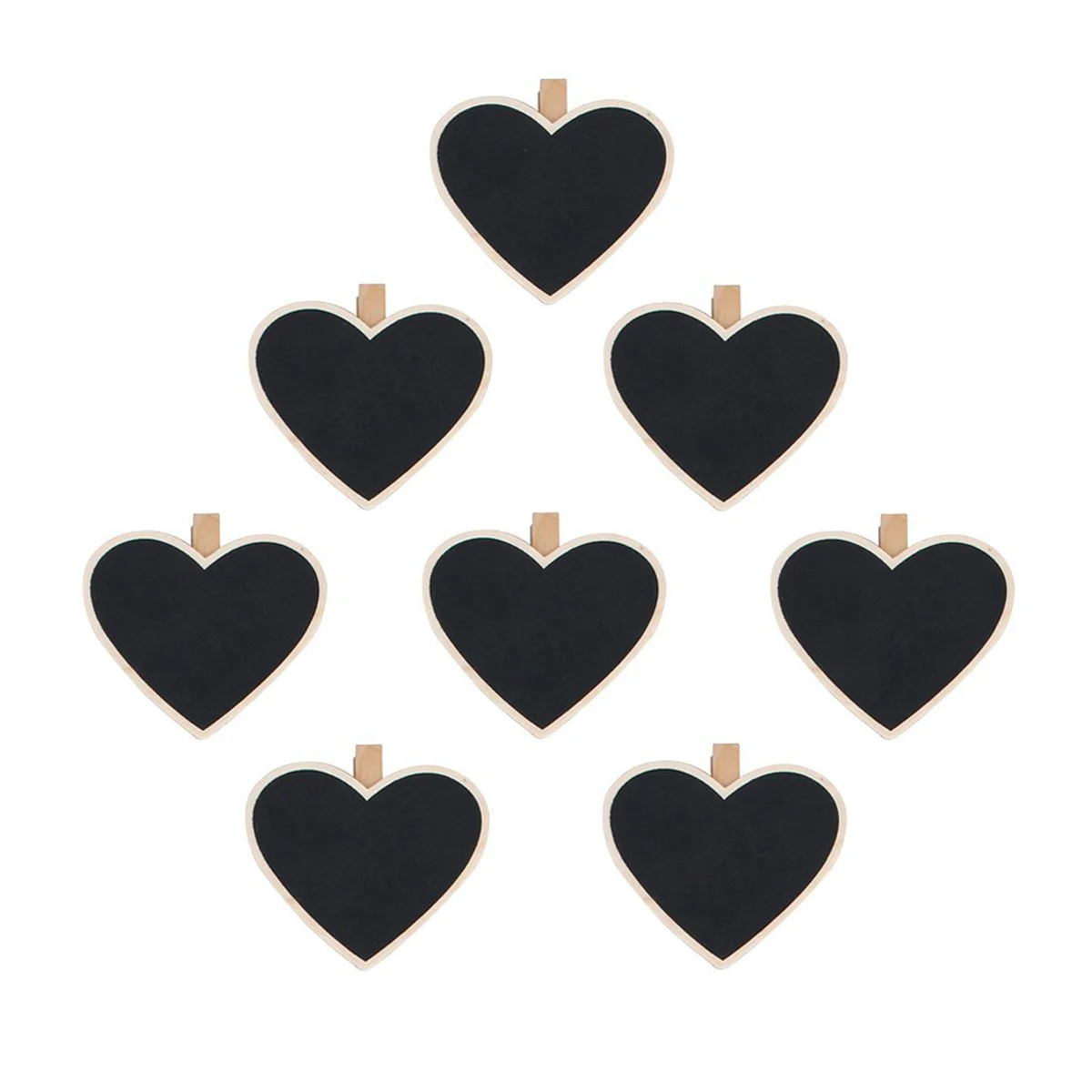 10 Pcs Blackboard Sign Heart Shape Mini Wooden with Clip Message Memorandum Label