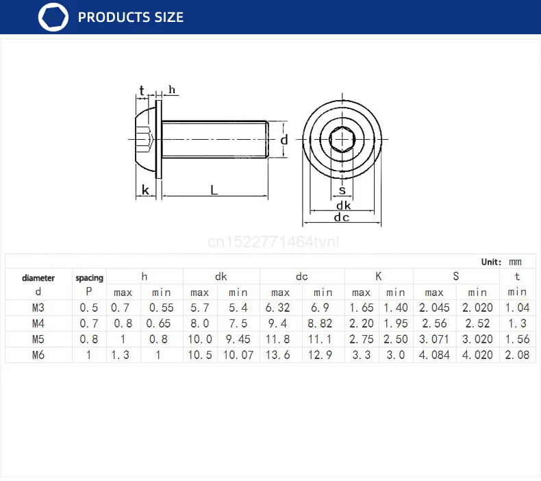 ISO7380.2 M2 M2.5 M3 M4 M5 M6 M8 304 Stainless Steel Hexagon Socket Button Head Screws With Collar Bolt