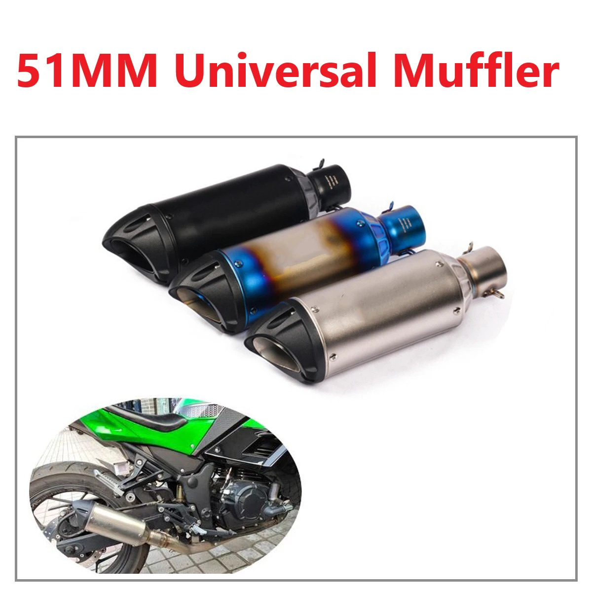 High Quality Stainless Steel 51mm Motorcycle Exhaust Pipe Muffler    motorcycle exhaust system