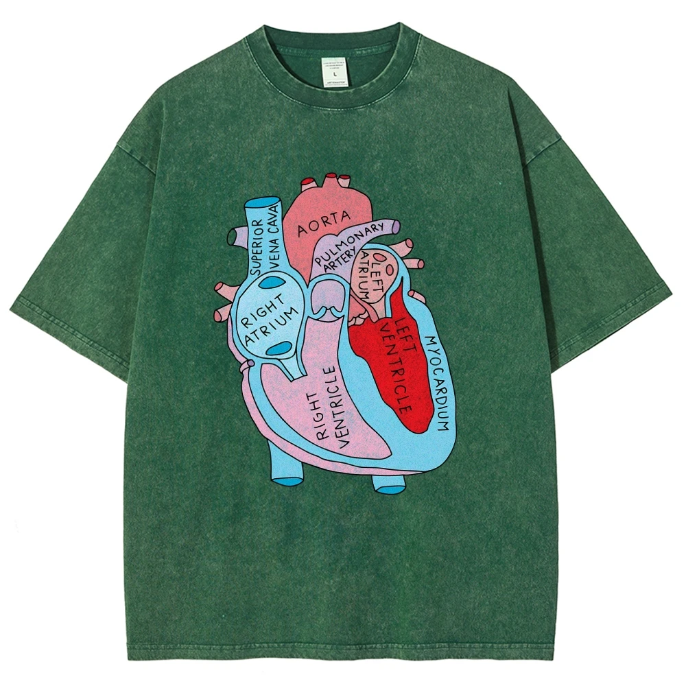 Contrasting Color Pure Cotton Women's T-Shirt Cartoon Heart Letter Printing Loose Oversize Shoulder Down Trend New Short Sleeves image 4