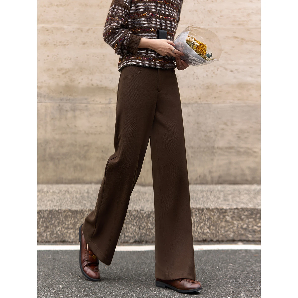 VIMLY Simple Long Winter Pants for Women 2025 Casual Solid Elastic Waist Straight Trousers Loose Fitting Woman Clothing A3383