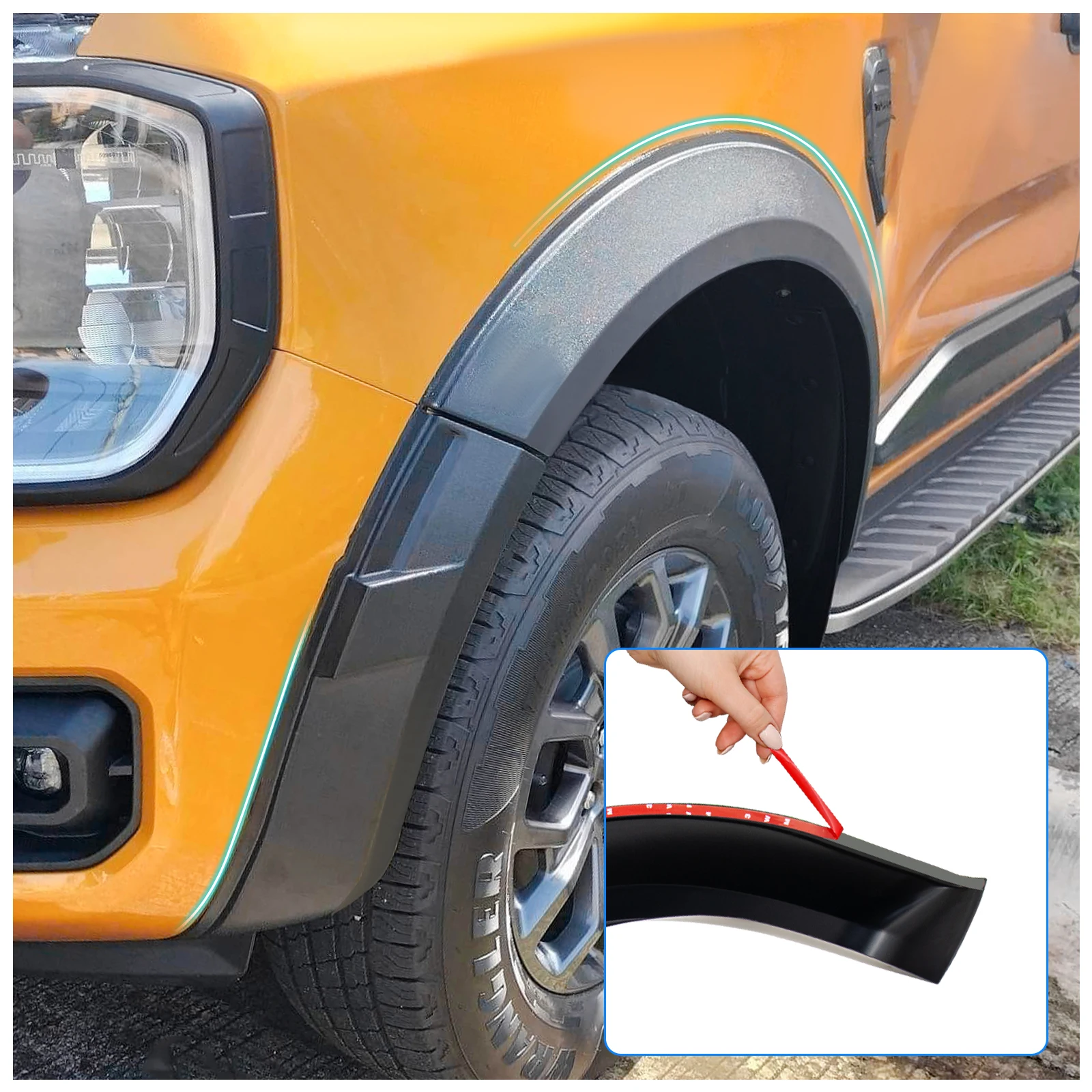 5\'\' Widen Fender Flares Wheel Arch For Ford Ranger NEXT-GEN 2022 2023 2024 Wildtrak Wildtrak-X 4X4 Car Accessories Matte Black