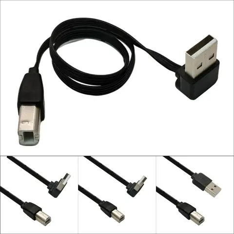 유연한 컴팩트 USB 2.0, A 타입 수-B 수 (AM to BM) 어댑터 컨버터, 짧은 데이터 케이블 코드, 엡손 프린터용 블랙 0.5m