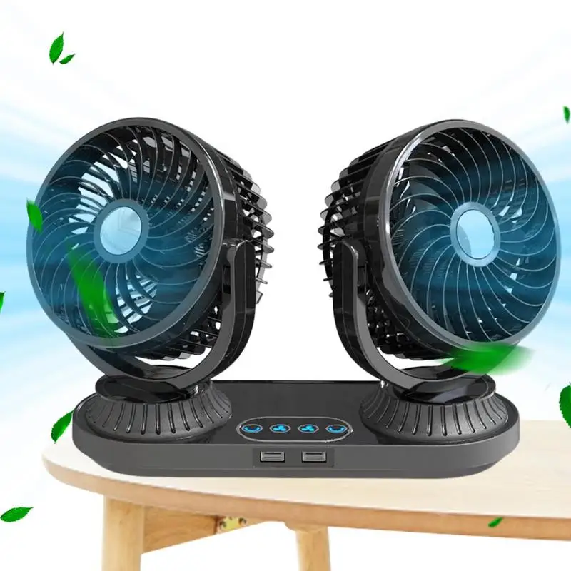 

USB Fan For Dashboard 360 Degree Rotatable Car Fan With Double Heads Summer Low Noise Cooling Applications For Trucks Passenger