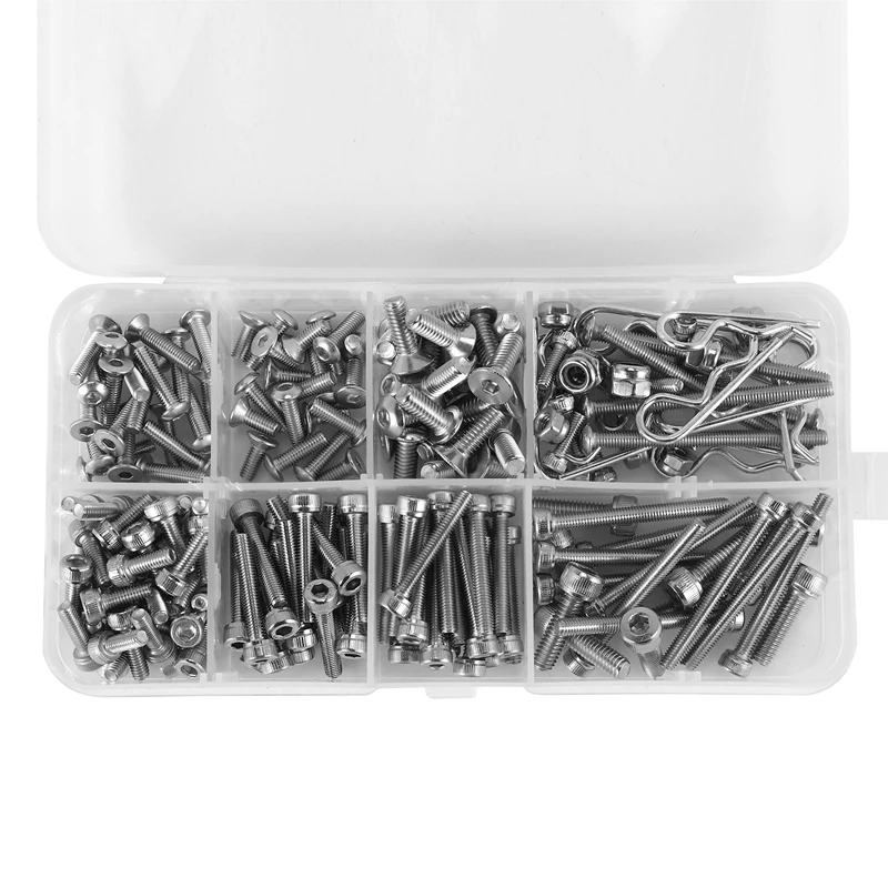 

Practical 205Pcs Stainless Steel Rc Countersunk Screw Kit for 1/10 1/8 Traxxas Slash Rustler Axial Hsp Hpi Arrma Redcat Rc Truck