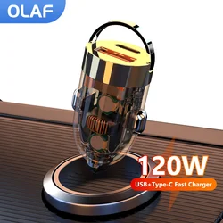 Olaf 120W USB Car Charger Type C Fast Charging USB C Car Mobile Phone Charger Adapter For iPhone Samsung Huawei Xiaomi QC 3.0