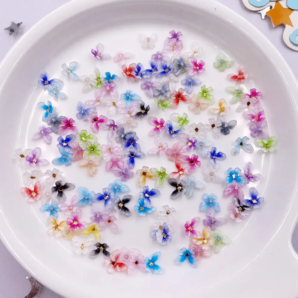 8mm/10mm Glitter Resin Colorful Mini 3D Rotating Crystals Butterfly Flat back Rhinestone Nail Art Figurines DIY Jewellery Crafts