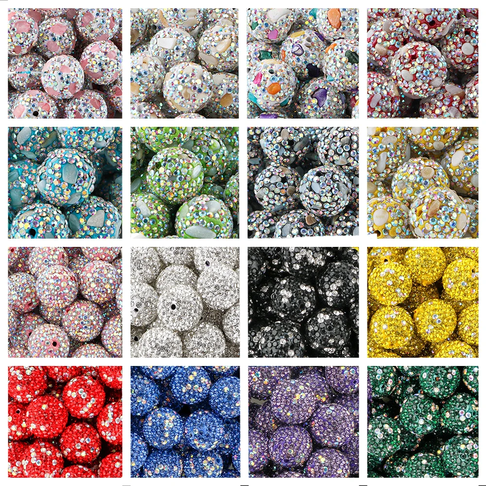 5/10pcs 16/17mm Shell Hand Fritillary Made Rhinestone Bead Acrylic Bead DIY Making Bracelet Keychain Accessories