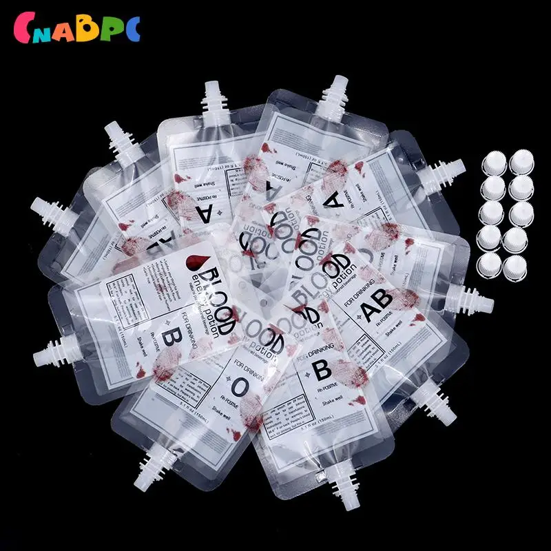 

10pcs 150ml Halloween Cosplay Drink Container Bag Vampire Blood Pouch Props Zombie Beverage Drinks Bags Food Class PVC