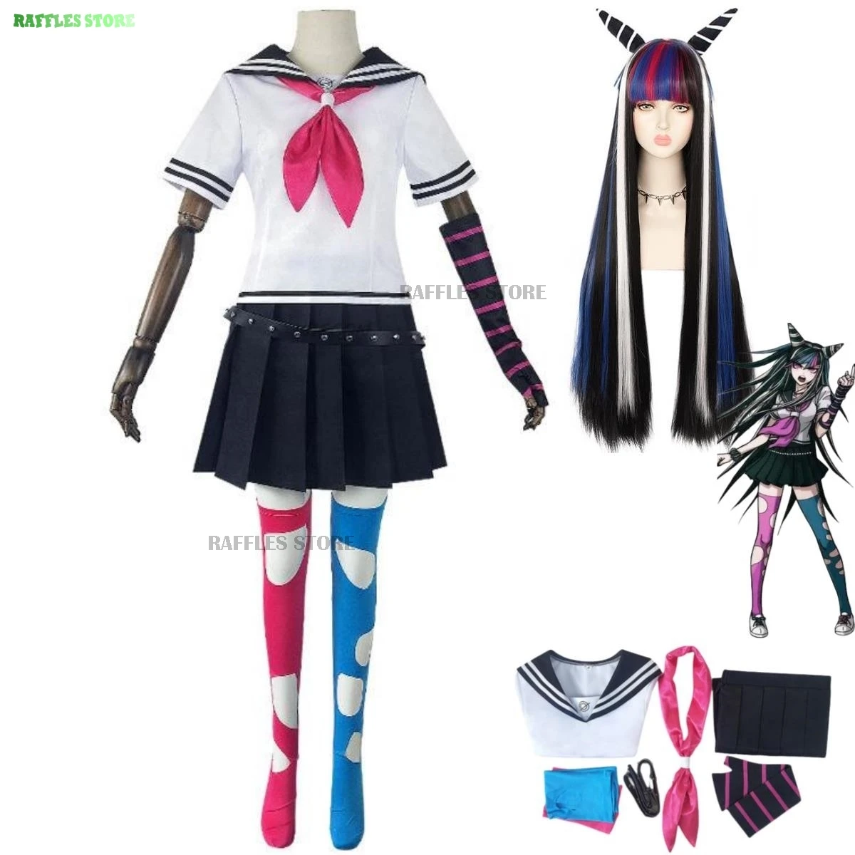 

Anime Game Danganronpa 2: Goodbye Despair Steam Mioda Ibuki Cosplay Costume Wig Japanese JK Uniform Woman Sexy Party Sailor Suit