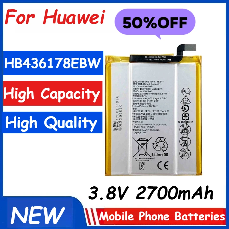 

HB436178EBW Phone Battery 3.8V 2700mAh For Mate S CRR-CL00 UL00 Replacement Battery Brand-New High Quality