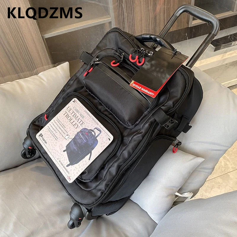 Imagem -02 - Klqdzms-mala Leve Multifuncional Trolley Case Shoulder Bolsa Boarding Box Rolling Bagagem Oxford Cloth 18 20 22