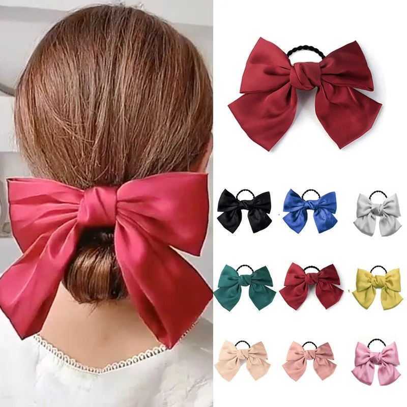 1PC New Fashion Big Bow Elastic Hair Bands Ponytail Scarf Hair Ties Women Scrunchies Hair Accessories