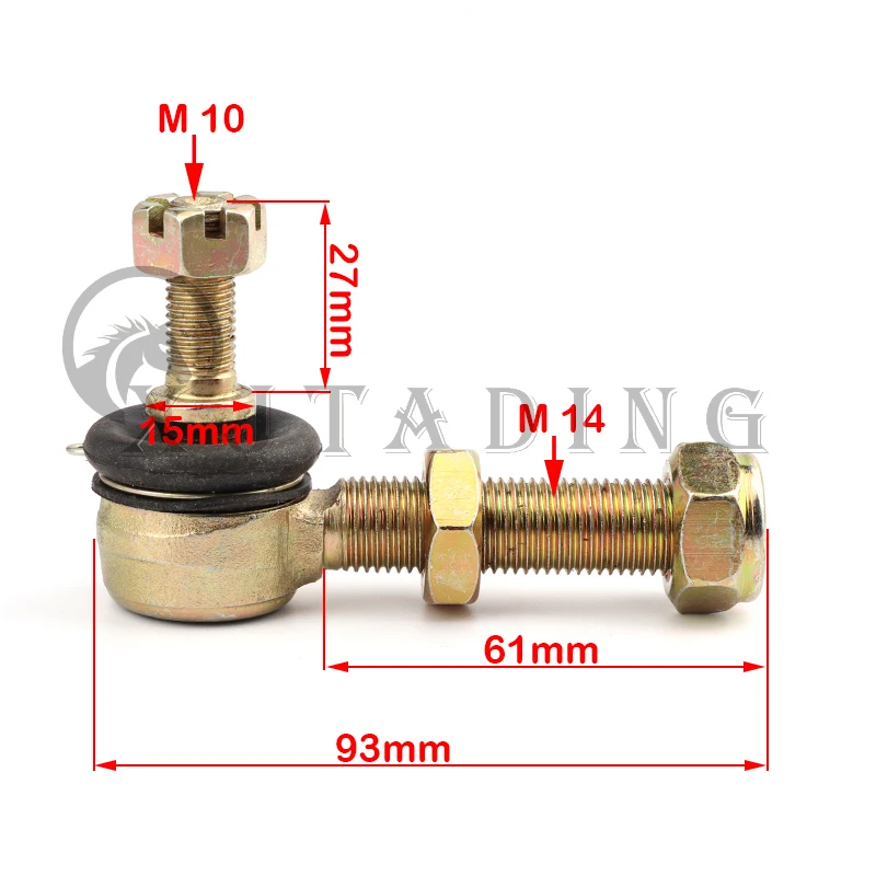 Kit de joints à rotule réglables M10, 14x60mm, pour 50cc, 70cc, 90cc, 110cc, 125cc, 150cc, 200cc, 250cc, Façades RL Young Bull chinois, 4 roues