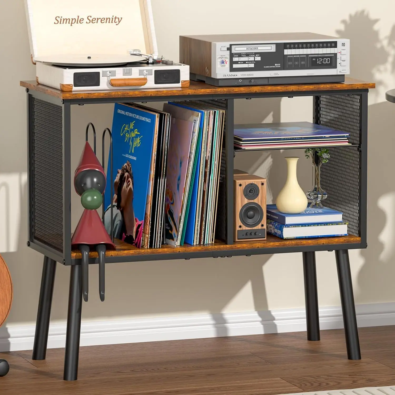 Cross-border record player table storage rack storage rack century large record player table for bedroom and living room