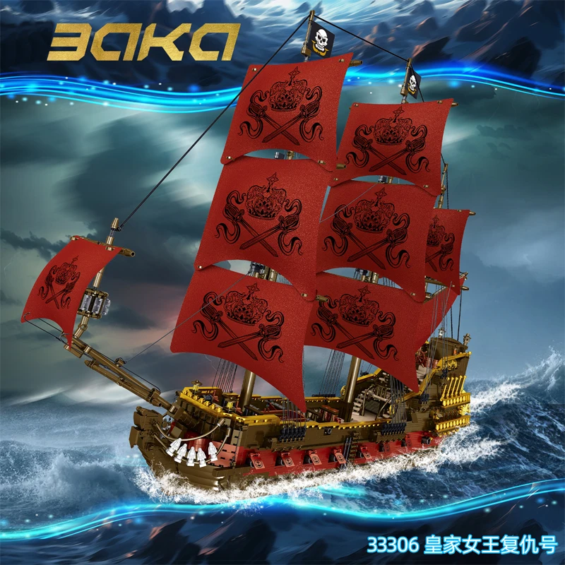 4469pcs MOC Luxury Queen Anne's Revenge Pirate Ship Building Blocks Bricks Assembling Model Toys for Boys Birthday Gift Set