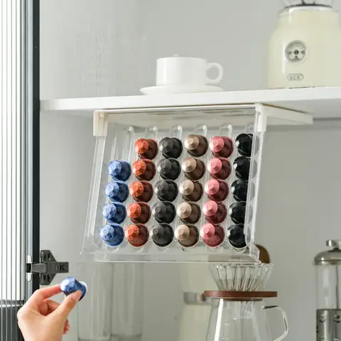 Coffee Capsule Storage Rack PET Drawer Type Coffee Capsule Storage Box Made of Plastic Wall Mount